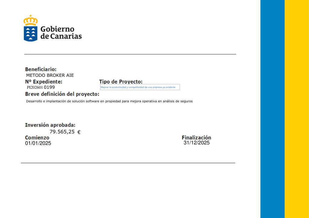 Cartel subvención Gobierno de Canarias - Línea 2 - Método Broker AIE