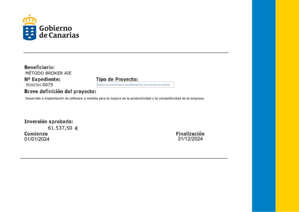 Cartel subvención Gobierno de Canarias - Línea 2 (2025) - Método Broker AIE